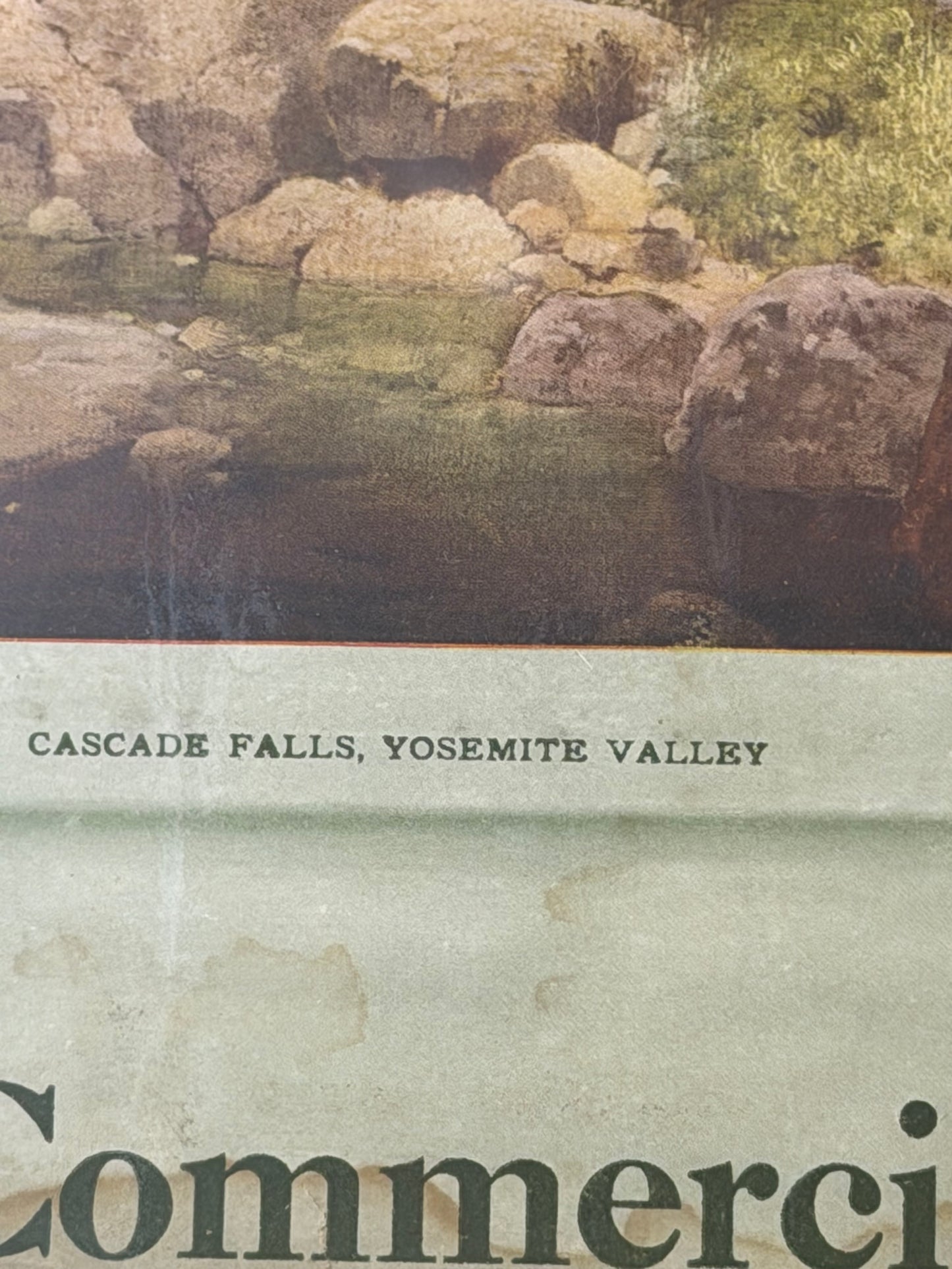 Antique 1907 Yosemite Cascade Falls Print Caldwell Commercial Bank Art Nouveau Frame