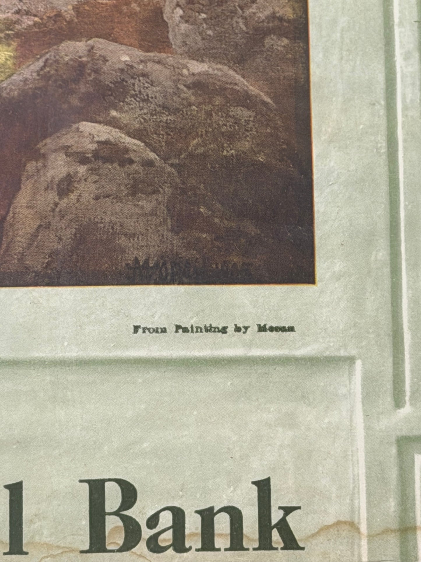 Antique 1907 Yosemite Cascade Falls Print Caldwell Commercial Bank Art Nouveau Frame