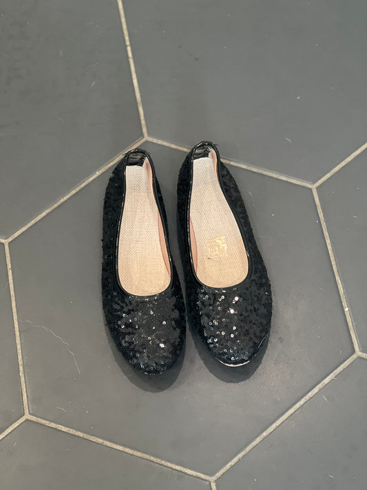 Black sequin ballet slipper shoes