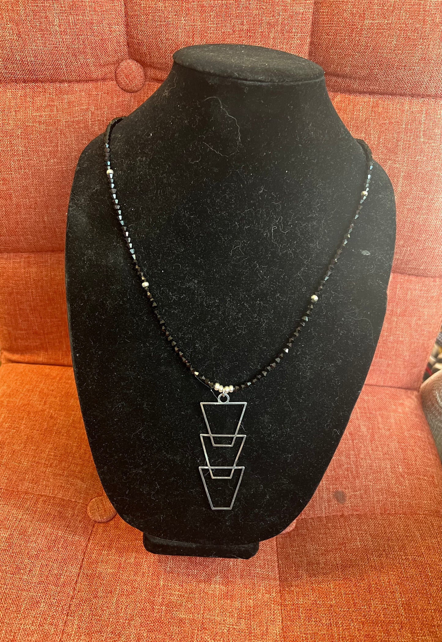 Art Deco Pendant with Black Crystals