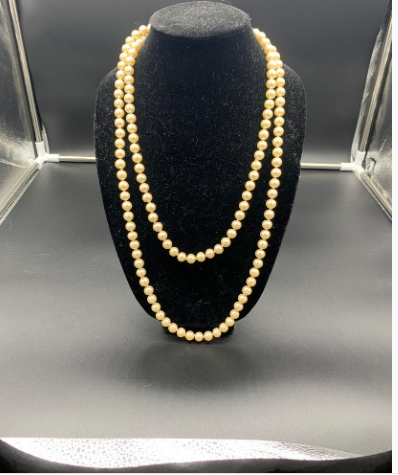 Vintage Mojorca Pearl Necklace Single Strand Long Pearl Necklace