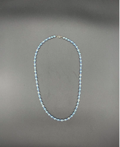 Vintage Majorca Blue Pearl Necklace with Light Blue Crystals