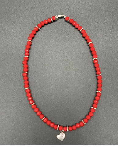 Valentines Day Red, Crystal, Heart Pendant, Choker Necklace, Valentines Day Gift, Unisex Valentines Day Gift, Choker Necklace, $30