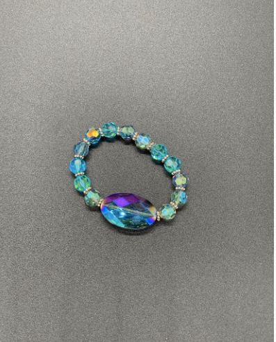 Large Crystal Bracelet, Translucent, Opalescent Blue, Elastic Crystal Bracelet $25