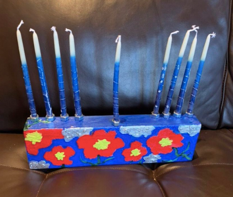 Menorah, Art Deco, Hanukkah, Judaica, Ornament $30